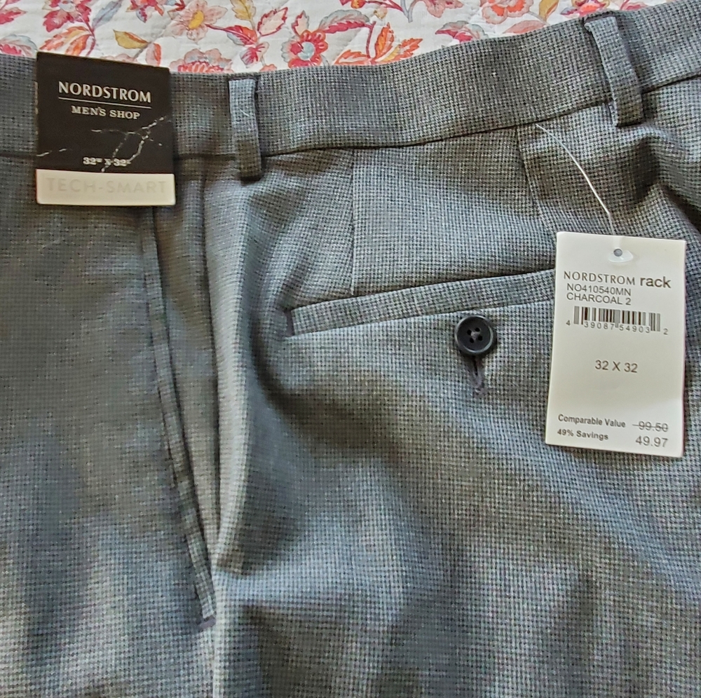 Nordstrom Lightweight Charcoal-Patterned Slacks